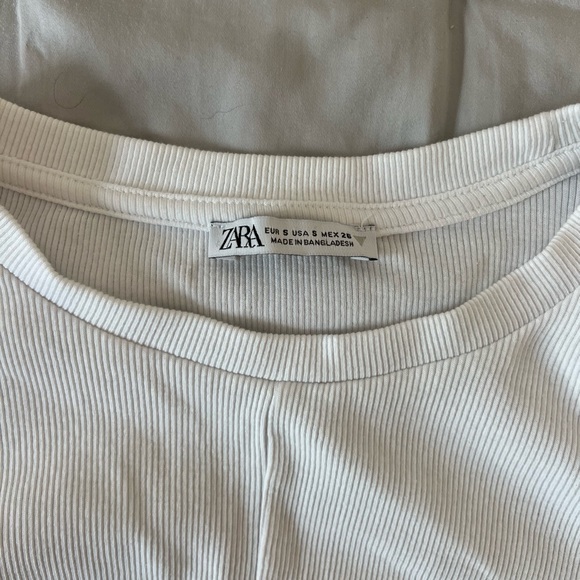 Zara Ribbed Puff Sleeve Top - Size S - Picture 2 of 3